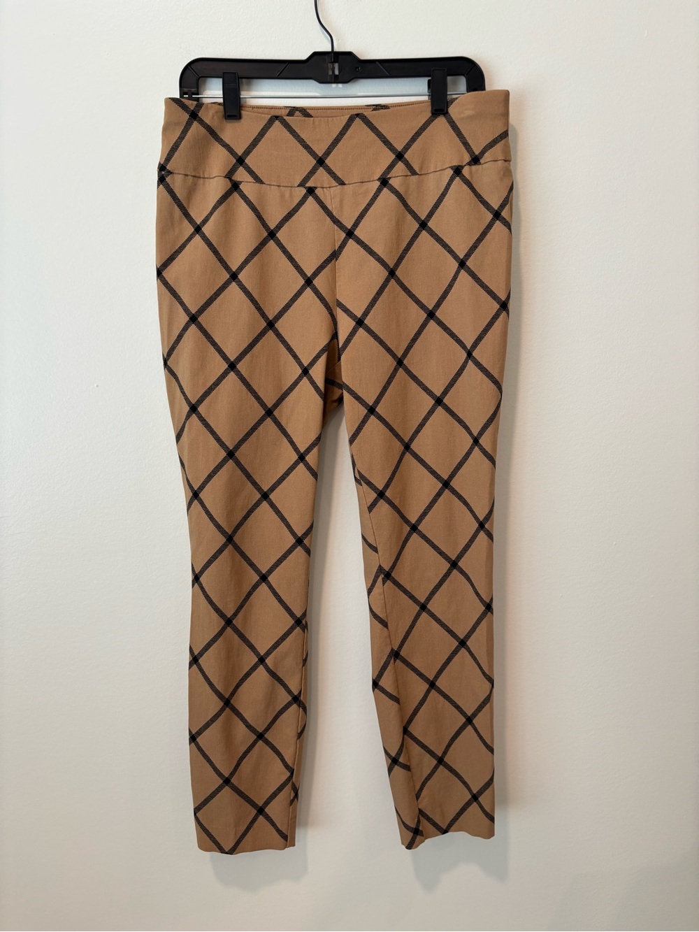 New York & Company Women's Tan Plaid Stretch Pants